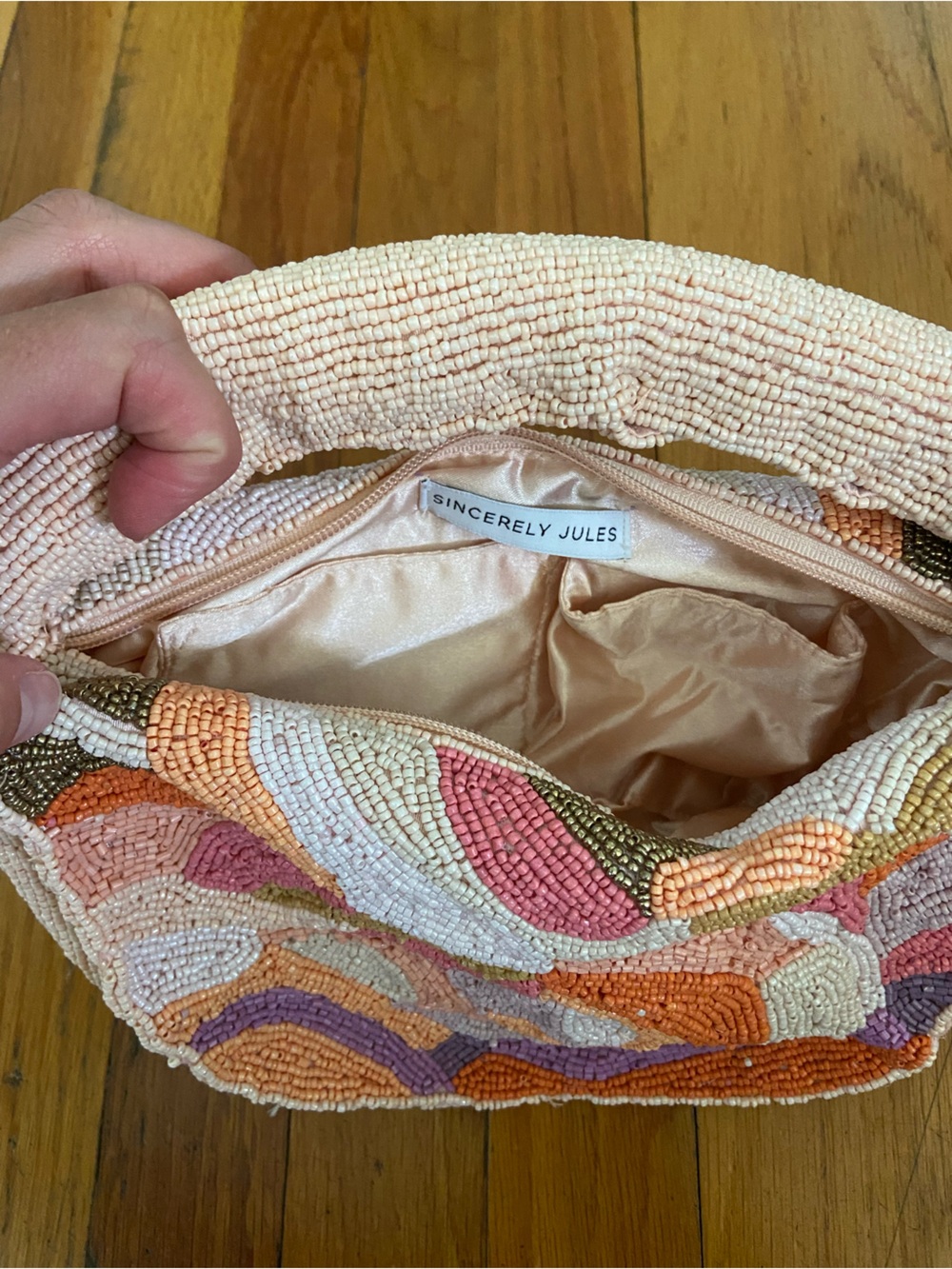 Sincerely Jules Beaded Clutch in Pink, Orange, Purple, Cream - Picture 3 of 3
